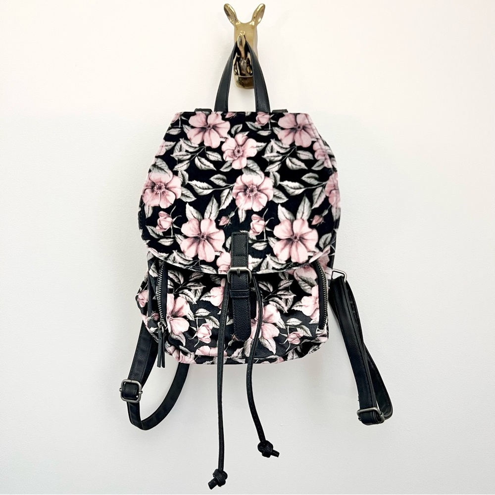No Boundaries Floral Backpack in Black and Pink